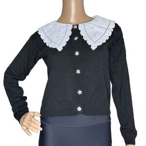 Boohoo rhinestone button down cardigan, NWT, small